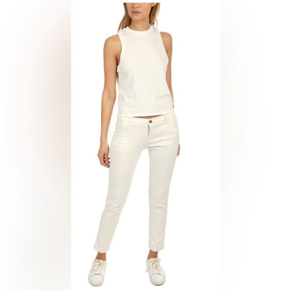 NSF The Wallace White Skinny Side Tape Seam Trousers Size 27